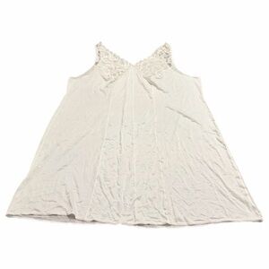 80s European Vintage Silky Lace Bust Sheer Slip Dress (Ivory) Size 2X/3X